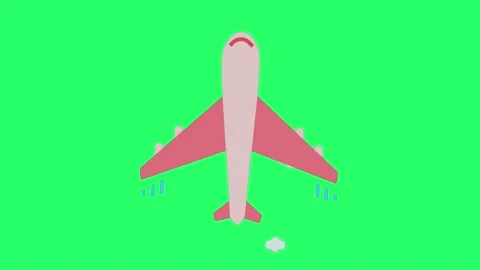 Animation red airplane isolate on green ... | Stock Video | Pond5
