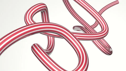 Animation of red and white abstract line, caramel. 3D animation. Stock Footage 202308731