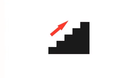 Animation of red arrow moving up black steps on white background. Stock Footage 287341310