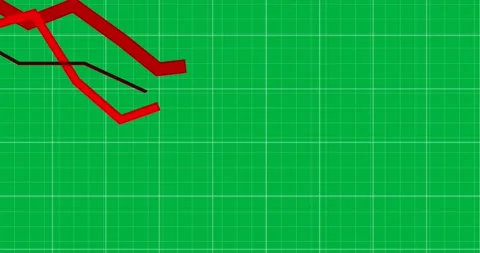 Animation of red arrows decreasing over a black and white grid 库存影片 325366290