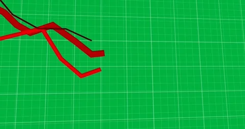 Animation of red arrows decreasing over a black and white grid 库存影片 325484354