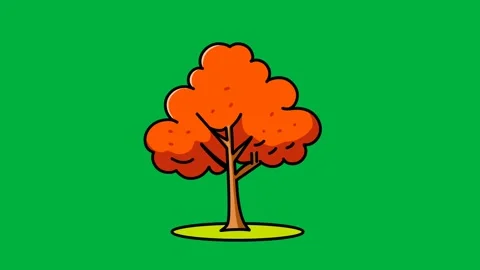 Animation of a red autumn tree moving in the wind with a green screen background Stock Footage 319612594