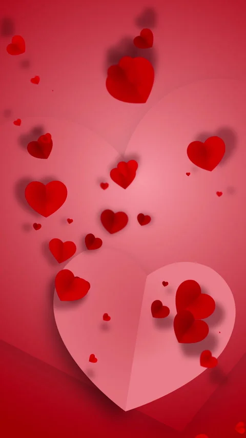 Animation red background with paper cut love hearts. Romantic greeting card Stock Footage 300362905