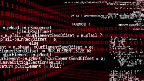 Animation of red binary code and data processing over black background 動画素材 316664829
