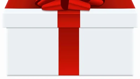 Animation red bow with white gift box Stock Footage 71894723