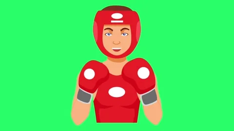 Animation red boxer on green screen. Stock Footage 273356678