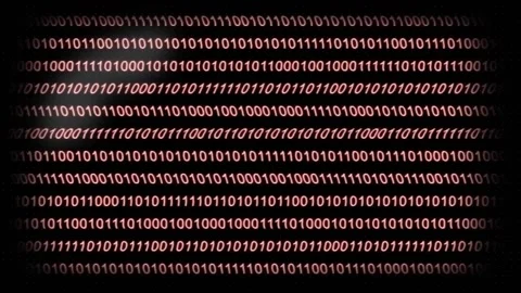 Animation of red circles over binary coding on black background Stock Footage 326299356
