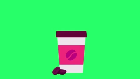 Animation red coffee cup isolate on green screen. Stock Footage 232360495