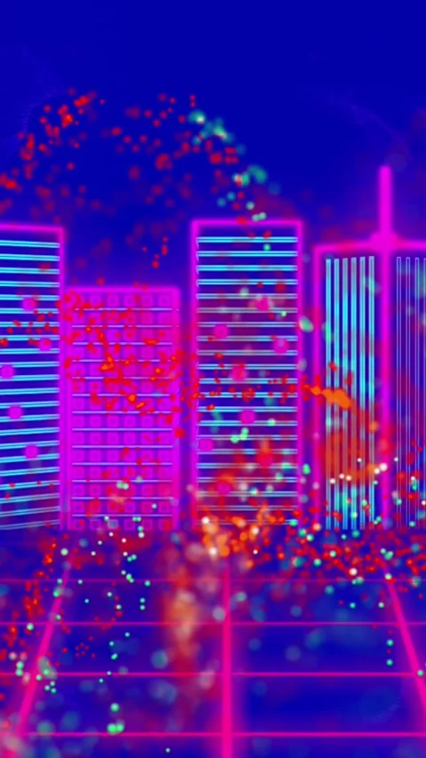 Animation of red digital wave over grid network against 3d city model on blue Stock Footage 344774897