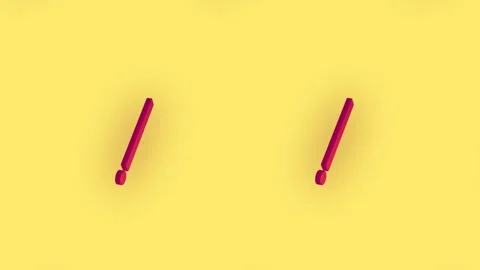 Animation of red exclamation mark icons repeated on yellow background 스톡 동영상 312364214