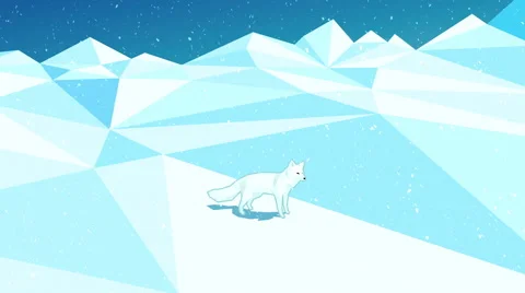 Animation with red fox on green background turning white - snow falling Stock Footage 57750633