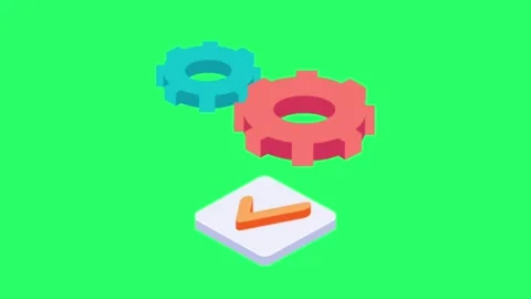 Animation red gear on green screen. Stock Footage 242862812
