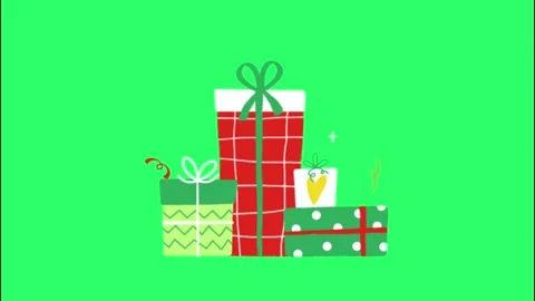 Animation red Gift box on green background Stock Footage 145521534