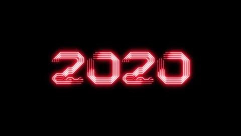 Animation of red glowing text 2020 as circuit board style Stock Footage 104300585