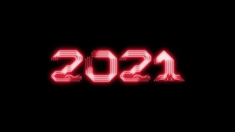 Animation of red glowing text 2021 as circuit board style Stock Footage 104300910