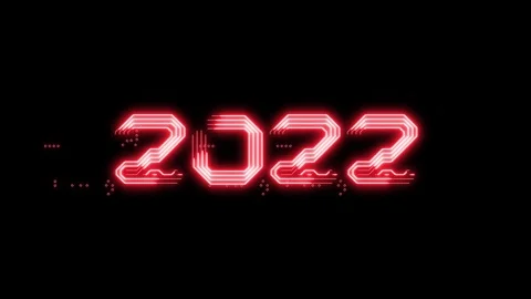 Animation of red glowing text 2022 as circuit board style Stock Footage 104301197