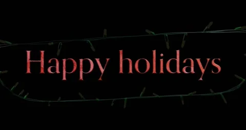 Animation of red happy holidays text with illuminating string lights on black Stock Footage 327271991