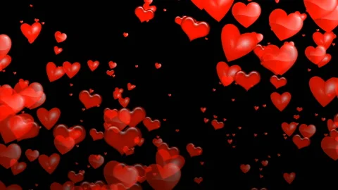 Animation of red hearts on a black background Stock Footage 99743450