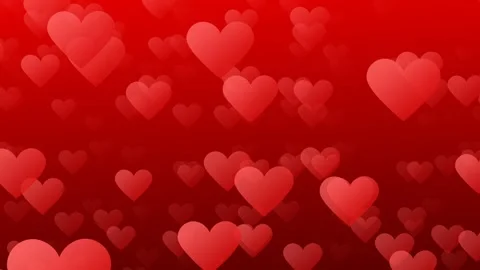 Animation of red hearts flying across the background Stock Footage 332380638