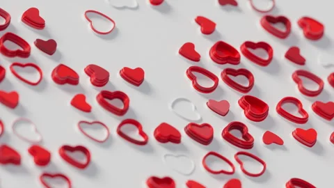 Animation of red hearts randomly appearing on the surface Stock Footage 263291349