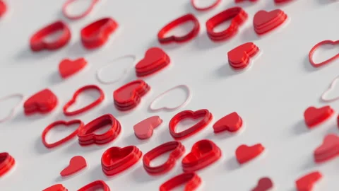 Animation of red hearts randomly appearing on the surface Stock Footage 263291502