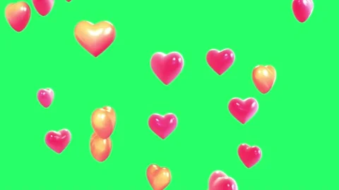 Animation red hearts shape floating on green screen Stock Footage 228381816