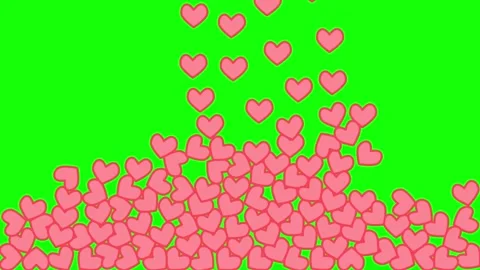 Animation Red icons falling on a green background Chromakey. Counting likes Stock-Footage 140268804