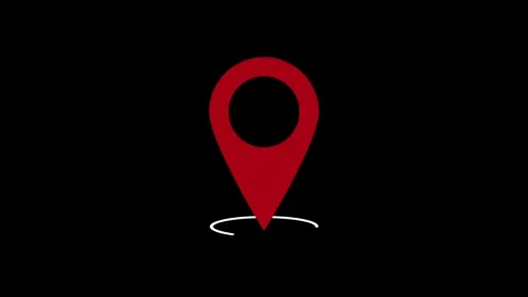 Animation of red jumping GPS location pointer on black background. 3D Stock Footage 281571248