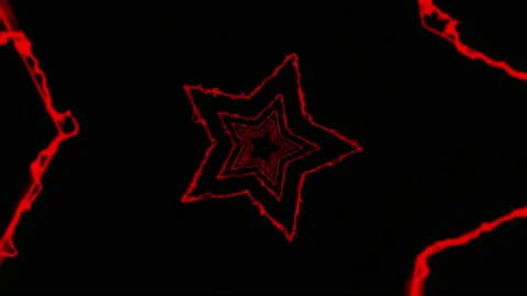 Animation red light stars shape isolate on black background.  Stock Footage 201837529