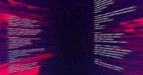 Animation of red lights and scrolling, glitching data processing on black Stockbeeldmateriaal 267073858