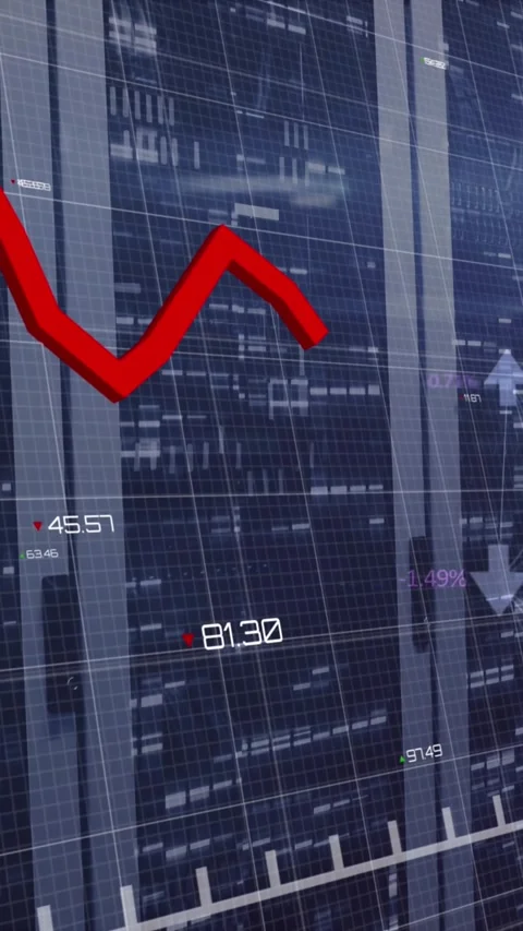 Animation of red line and data processing over computer servers Stock Footage 344369669