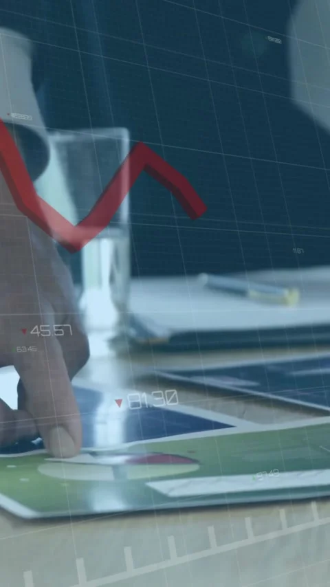 Animation of red line and financial data processing over caucasian businessman Stock Footage 343713207