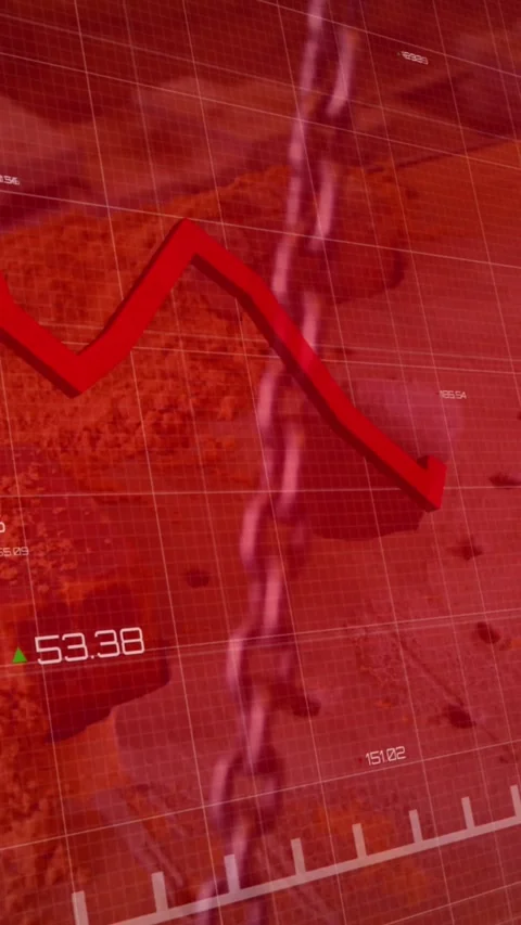 Animation of red line, flag of china and financial data processing over factory Stock Footage 343609681