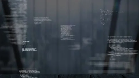 Animation of red mandala pattern and programming language over cityscape in Video stock 221520109