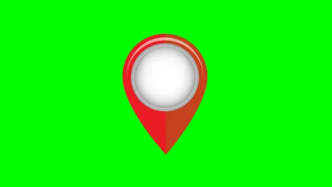 Animation of red map pointer icon. moving of GPS icon on green background Video stock 146685782