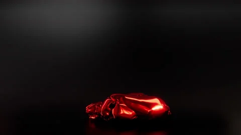 Animation red metallic balloon float and drop to the floor. Stock Footage 230677396