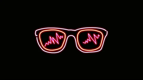 Animation red neon light glasses shape isolate. Stockbeeldmateriaal 172920149