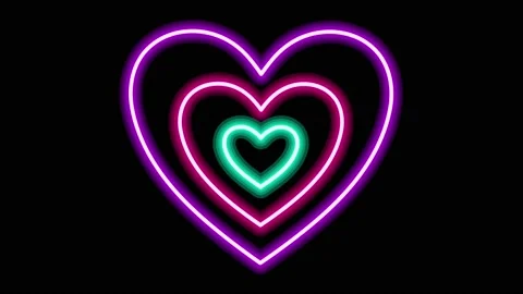 Animation red neon light heart shape isolate. Stock Footage 171317441