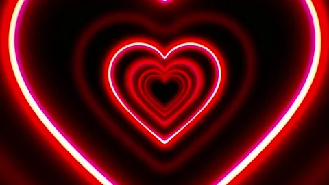 Animation red neon light hearts shape fl... | Stock Video | Pond5