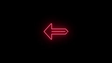 Animation of red neon linear left arrow sign on black background 4k video Video stock 346547306