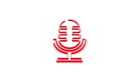 Animation of red neon microphone icon appearing and glowing on white backgr.. Stock Footage 341228749