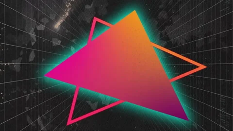 Animation of red neon triangles and data processing on black background Stock Footage 266477730