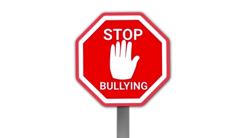 Animation of a red octagon stop sign with the words "Stop Bullying" Stock Footage 315773680