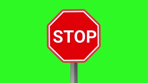 An animation of a red octagonal stop sign with the word STOP. Video stock 315773569