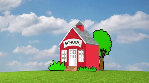 An animation of a red one room school house Stock Footage 53640080