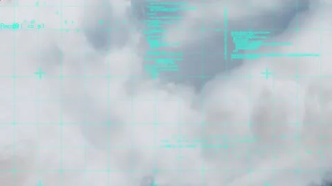 Animation of red pattern and data processing over clouds in background Stock Footage 326302126