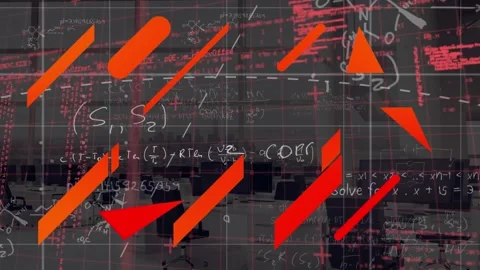 Animation of red pattern, financial data processing over modern office Stock Footage 326751895