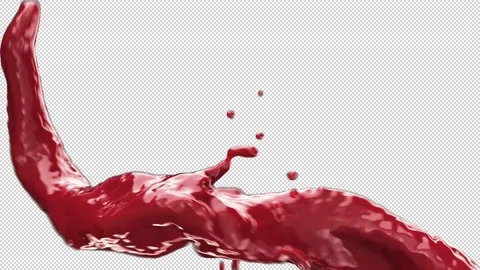 Animation Red Pink liquid stream realistic animation. Powerful red wine flow Stock Footage 232030040