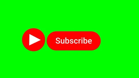 Animation of a red play icon and a subscribe button appearing on a green screen. Stock Footage 316967150