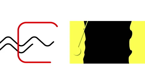 Animation of a red rectangle,pendulum and two curved line in  minimal art mot Stock Footage 139554138